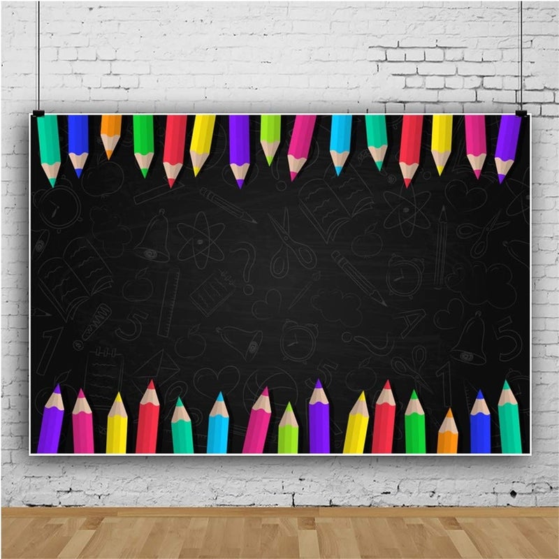 Leyiyi 7x5ft Blackboard Pencil Backdrop Back to School Photography Sessions Kids Child Newborn Baby Shower Birthday Party Photo Background - Image 3